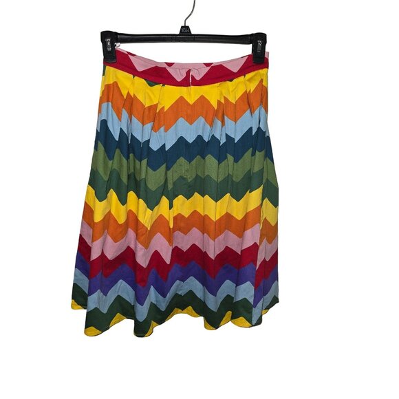 ModCloth Collectif Women's Chevron Print Skirt UK 12 US 8 Rainbow Stripe - Picture 2 of 4